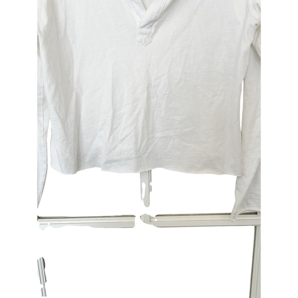Frank & Eileen Patrick Henley Collared Cotton Popover Long Sleeve Tee White S - Picture 5 of 6